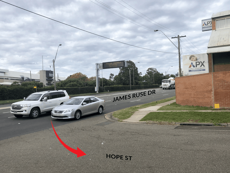 Turn left from James Ruse Drive to Hope Street | APX Parramatta | hotel parking instruction
