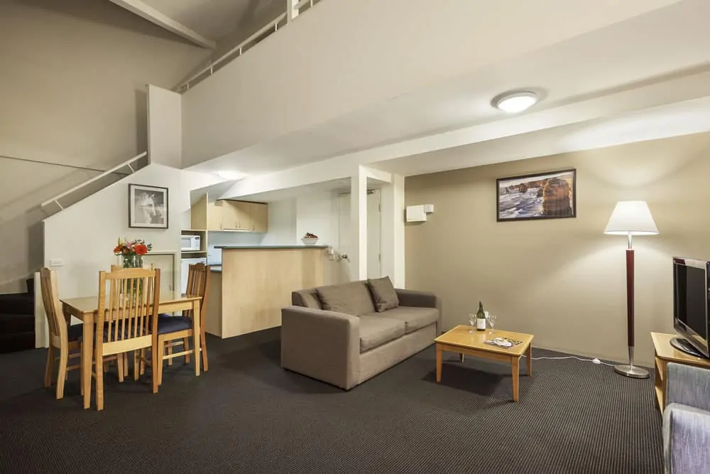 APX Hotels Apartments Parramatta affordable and comfortable executive living and dining area in Parramatta CBD Australia