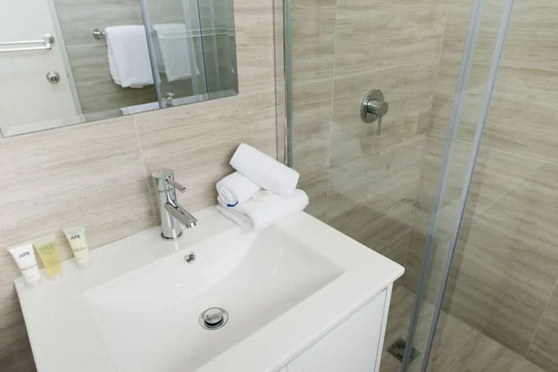 APX Hotels Apartments Parramatta clean and comfortable bathroom and lavatory in Parramatta CBD Australia
