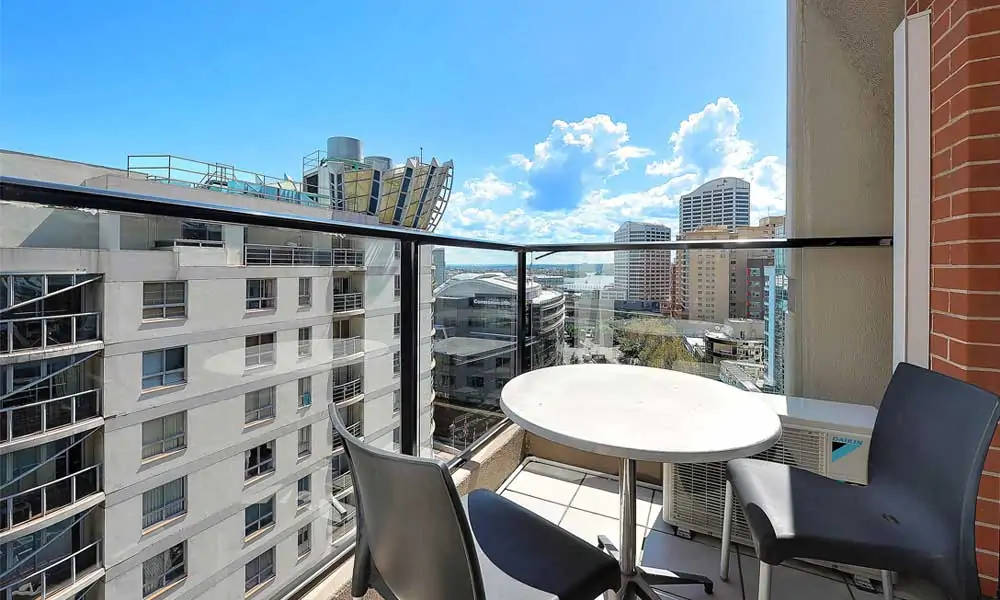 APX Darling Harbour nice outside balcony view in one bedroom apartment accommodation in Sydney Australia