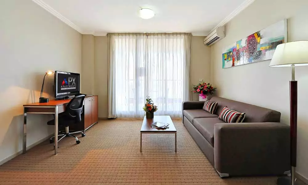 APX Darling Harbour spacious executive bedroom workstation accommodation in Sydney Australia