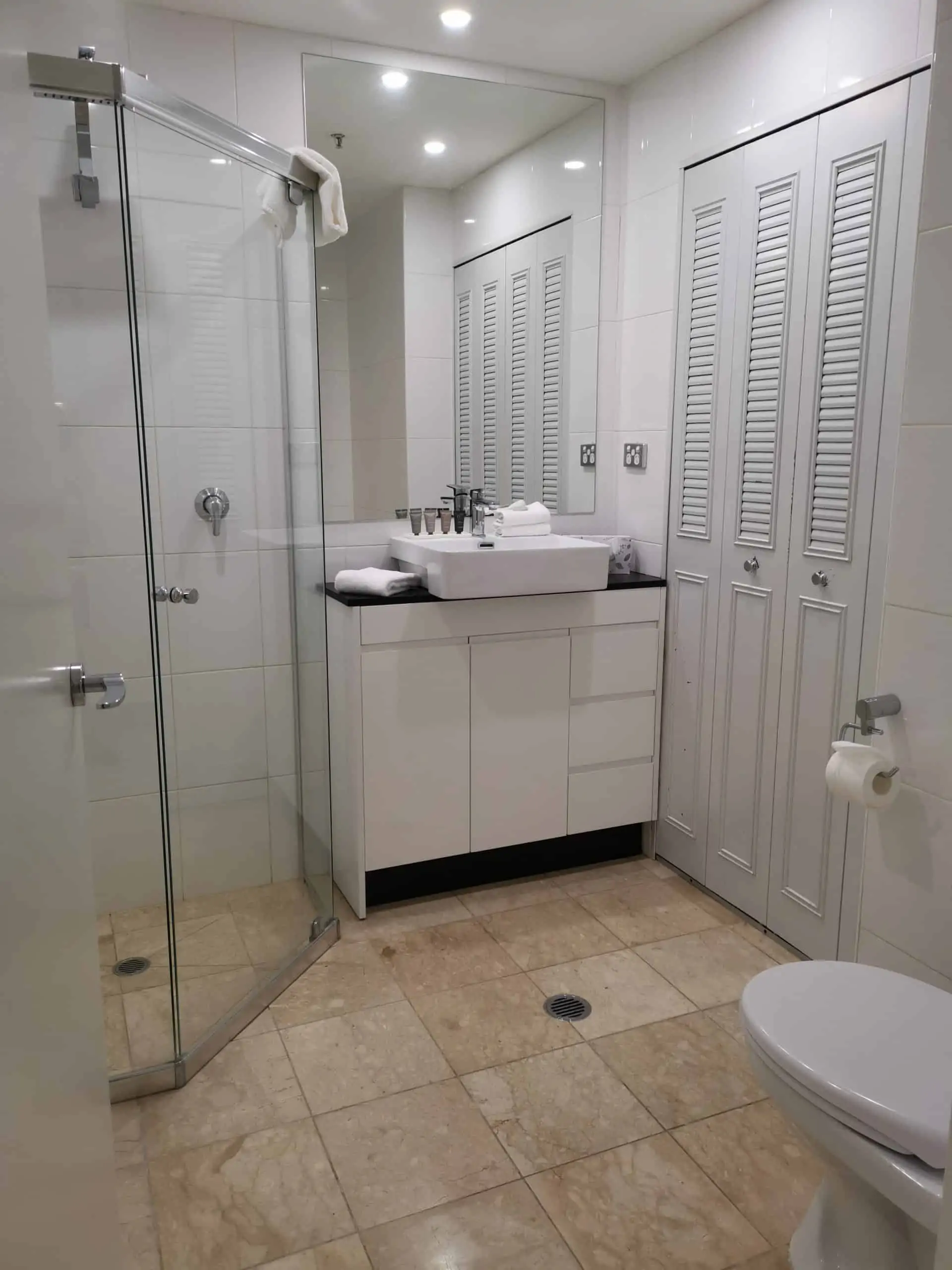 APX Hotels Apartments clean spacious nice and comfortable bathroom in APX Darling Harbour Sydney Australia