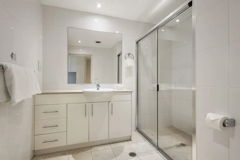 APX Hotels Apartments clean spacious restroom in APX Darling Harbour Sydney Australia