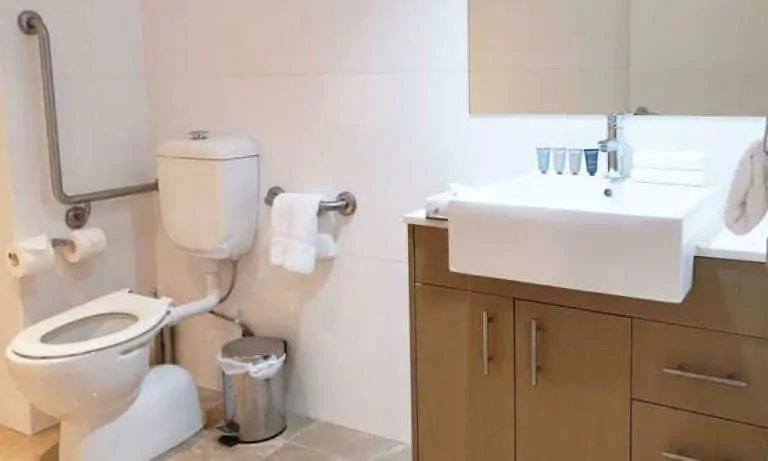 APX World Square Accessible apartments comfortable toilet and bath area in APX Hotels Apartments Sydney Australia