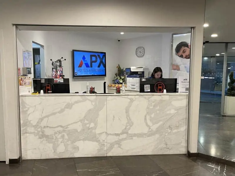 APX World Square clean reception area in APX Hotels Apartments Accommodation in Sydney Australia